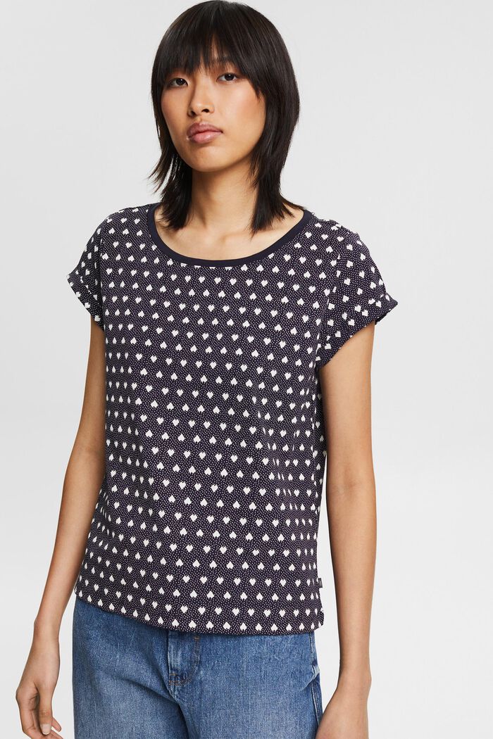 T-shirt with an all-over print, NAVY, overview