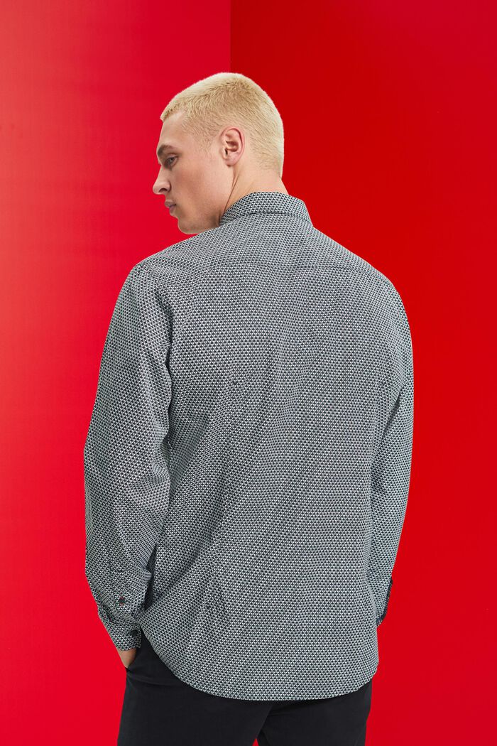 Slim fit shirt with all-over pattern, DARK TEAL GREEN, detail image number 3
