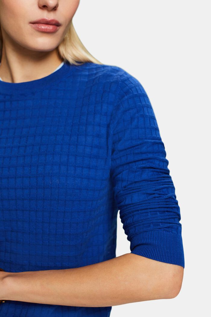 Structured Knit Sweater, BRIGHT BLUE, detail image number 3