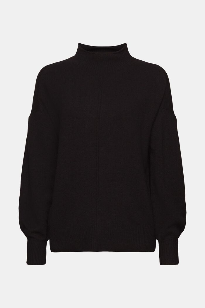 Mockneck Sweater, BLACK, detail image number 6