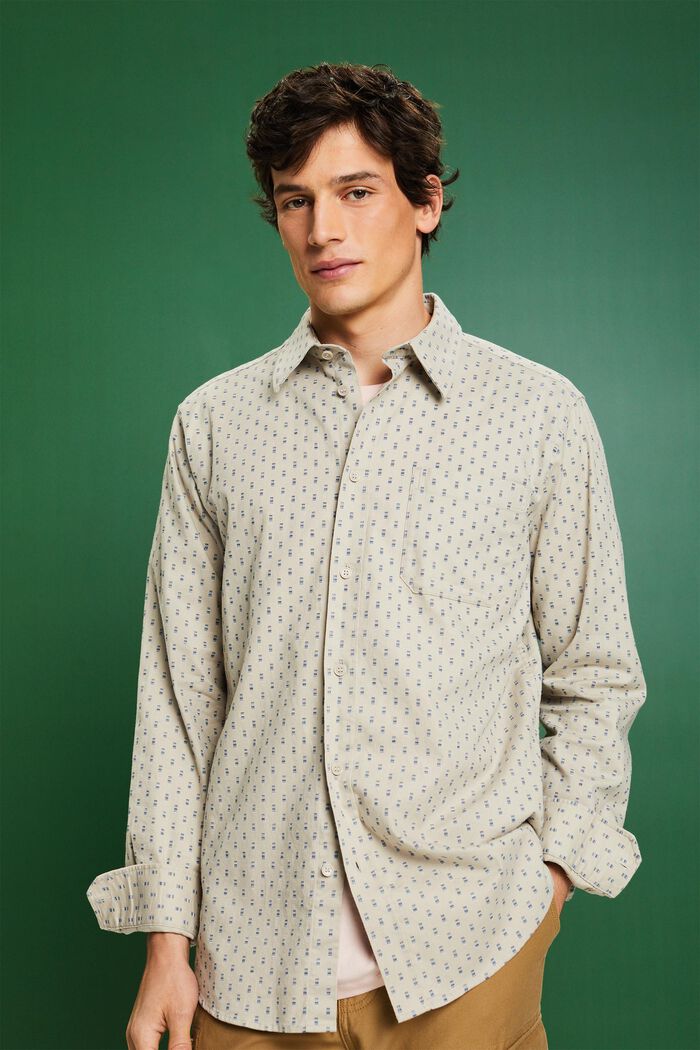 Patterned Twill Slim Fit Shirt, PASTEL GREY, detail image number 0