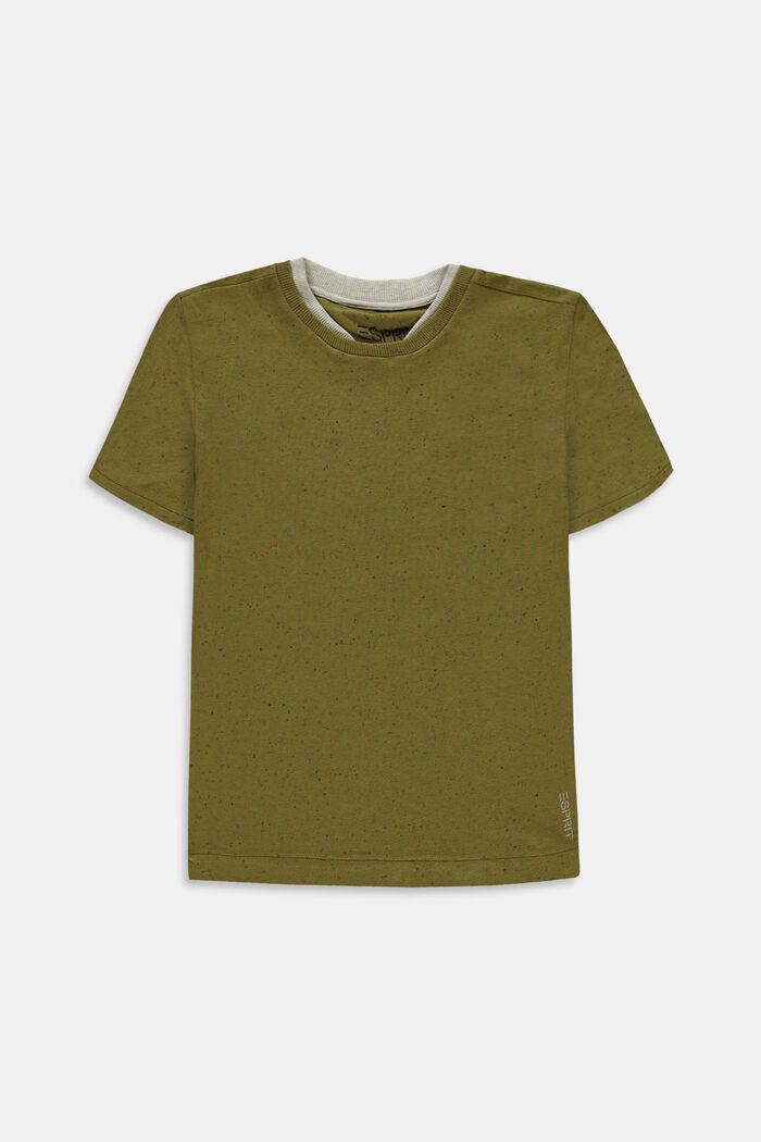 Double collar T-shirt made of cotton, LEAF GREEN, detail image number 0
