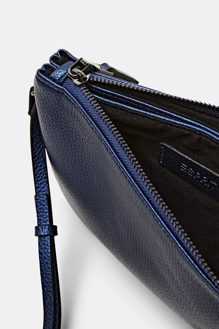 Faux Leather Shoulder Bag, DARK BLUE, detail image number 3