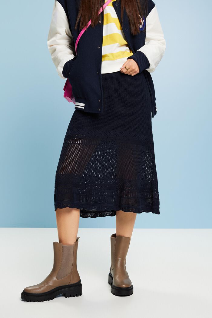Knitted Midi Skirt, NAVY, detail image number 0
