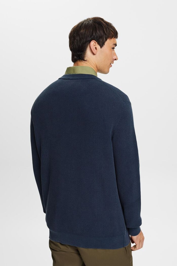 Basic crewneck jumper, 100% cotton, NAVY, detail image number 4