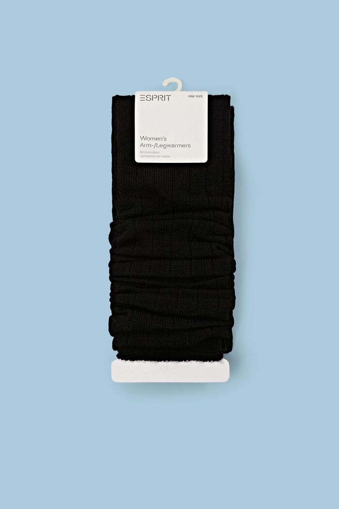 Wool blend: rib knit leg warmers, BLACK, detail image number 0