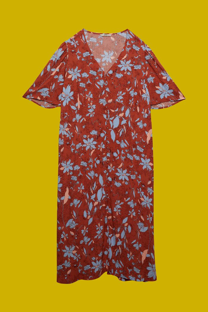 CURVY midi dress with all-over pattern, CORAL ORANGE, detail image number 6