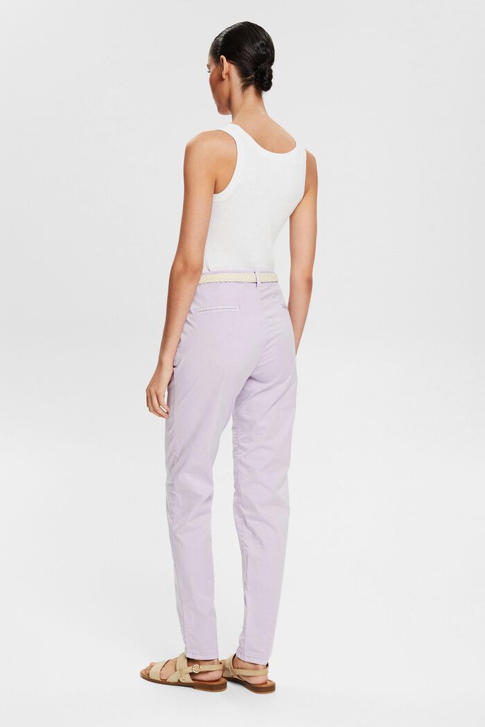 Chinos with a braided belt, LILAC, detail image number 3