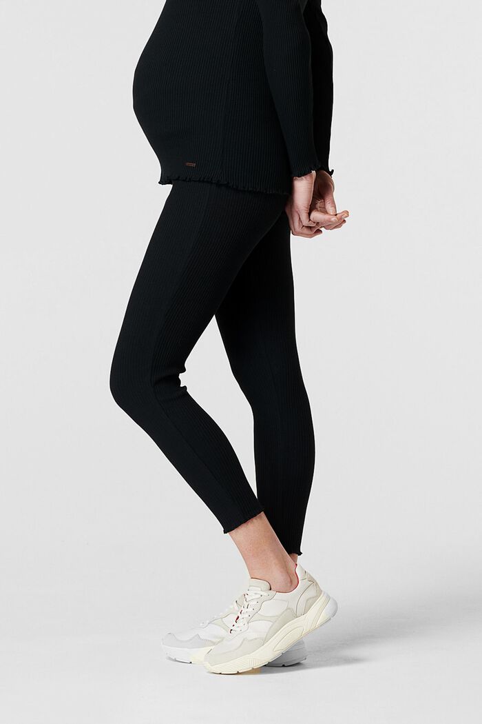 Leggings with over-bump waistband, organic cotton, BLACK, detail image number 4