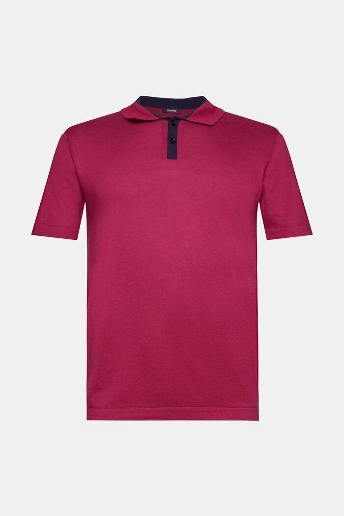 Blended TENCEL and sustainable cotton polo shirt, DARK PINK, detail image number 6