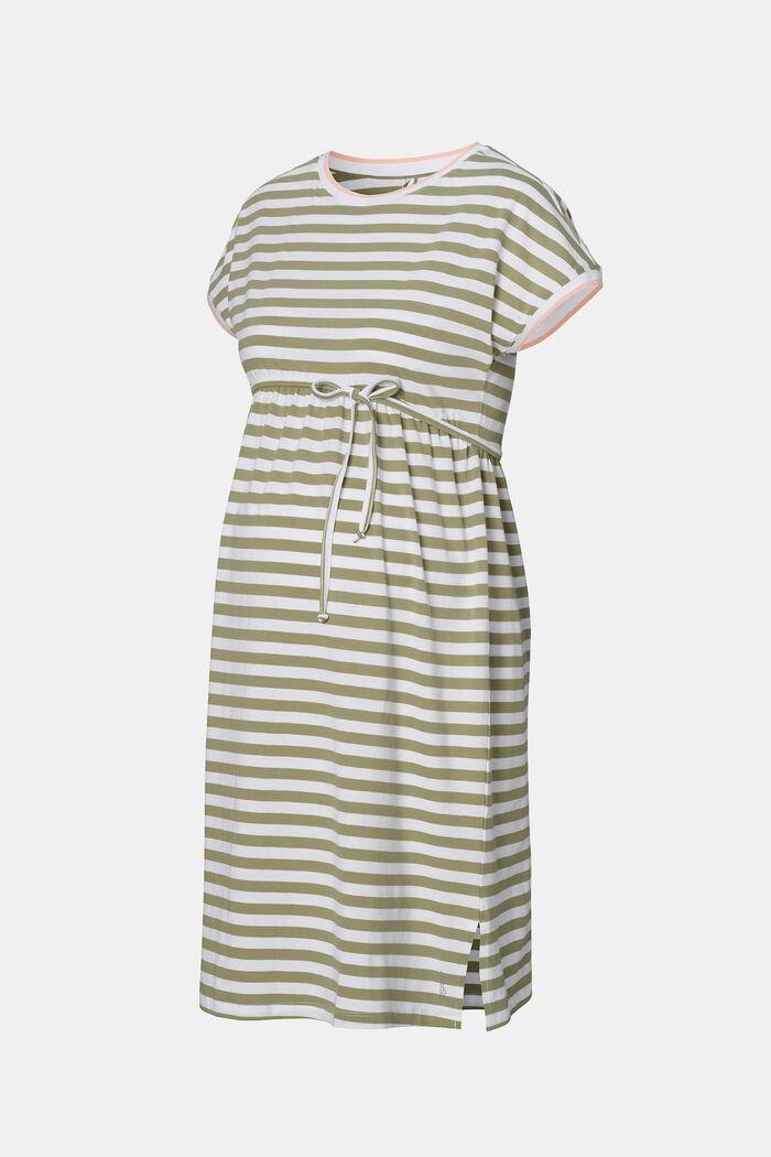 Striped jersey dress, made of organic cotton, REAL OLIVE, overview