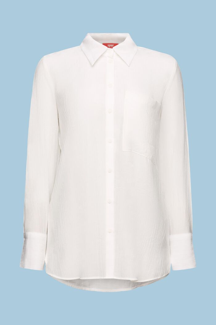 Crinkled Long Sleeve T-Shirt, OFF WHITE, detail image number 6