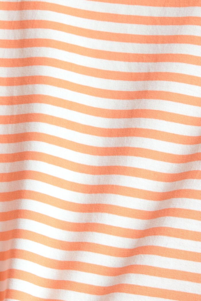 Striped T-shirt made of organic cotton, CORAL ORANGE, detail image number 4