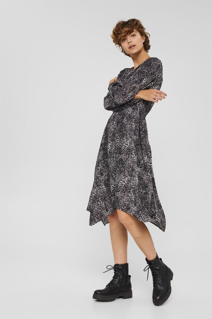 Printed midi dress, LENZING™ ECOVERO™, BLACK, detail image number 7