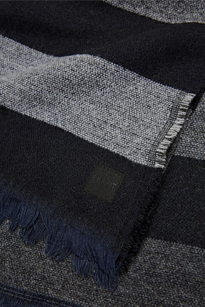Recycled: soft woven scarf in a striped look, BLACK, detail image number 2