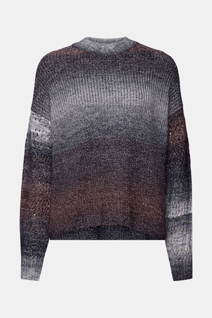 Gradient Open-Knit Mockneck Sweater, AUBERGINE, detail image number 7