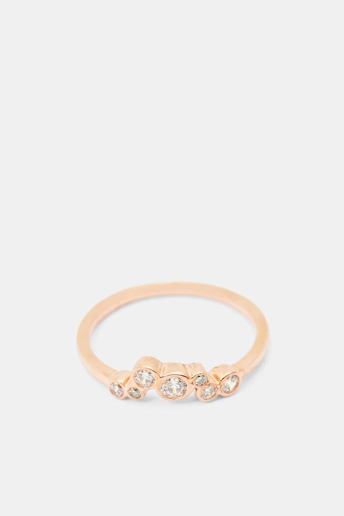Sterling silver ring with zirconia, ROSEGOLD, detail image number 0