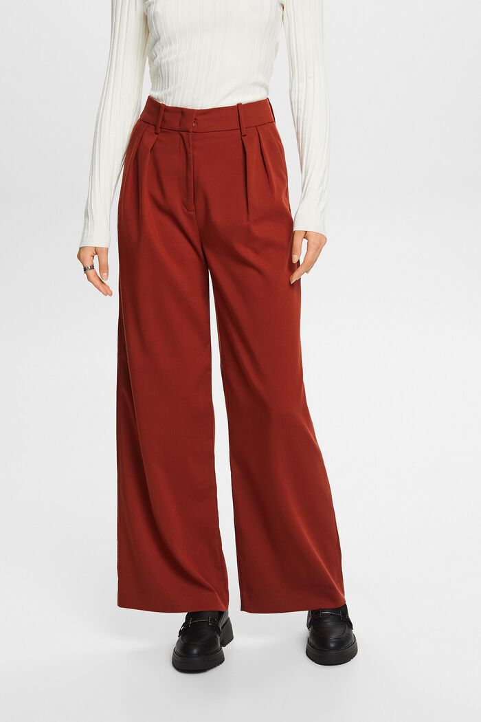 Woven Wide Leg Pants, RUST BROWN, detail image number 0