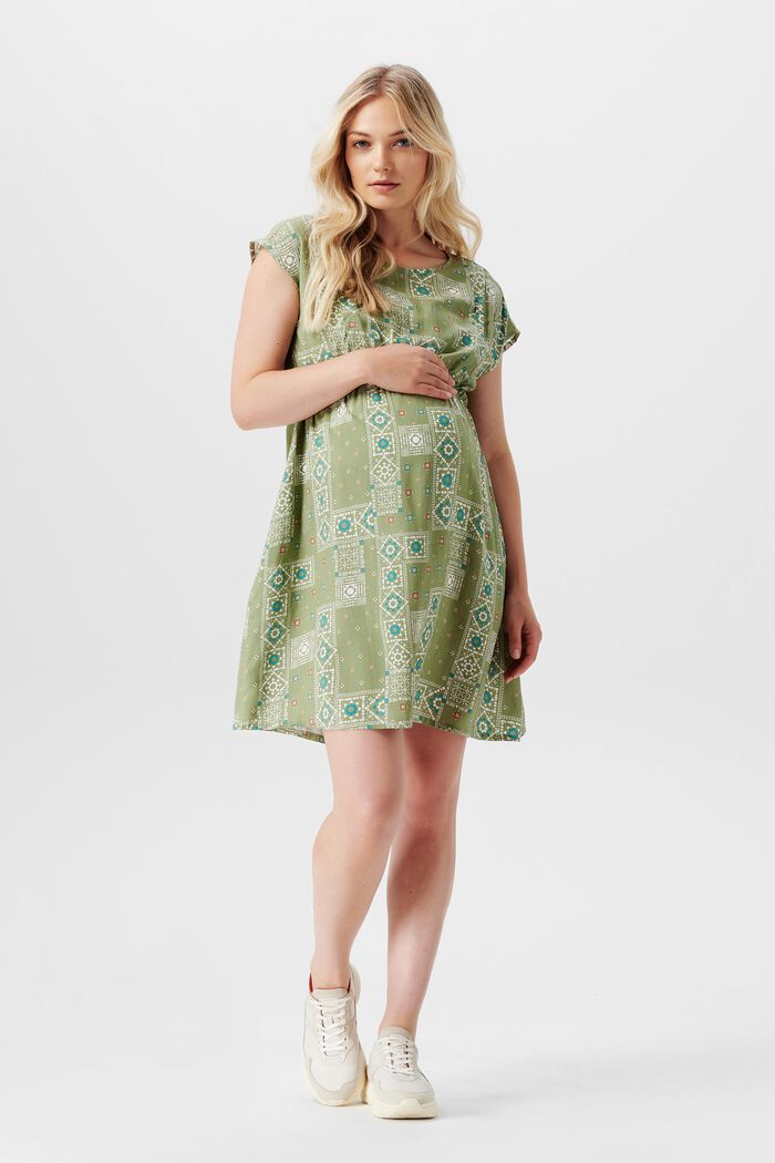 Print dress with nursing function, REAL OLIVE, detail image number 0
