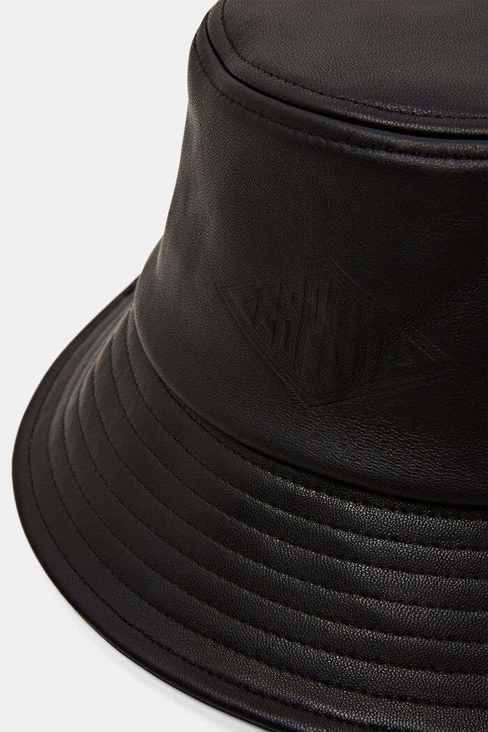 Logo Leather Bucket Hat, BLACK, detail image number 1