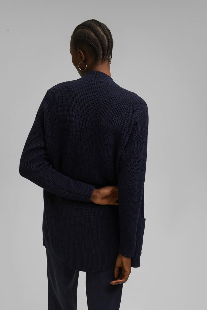 Open-fronted cardigan with wool and cashmere, NAVY, detail image number 3