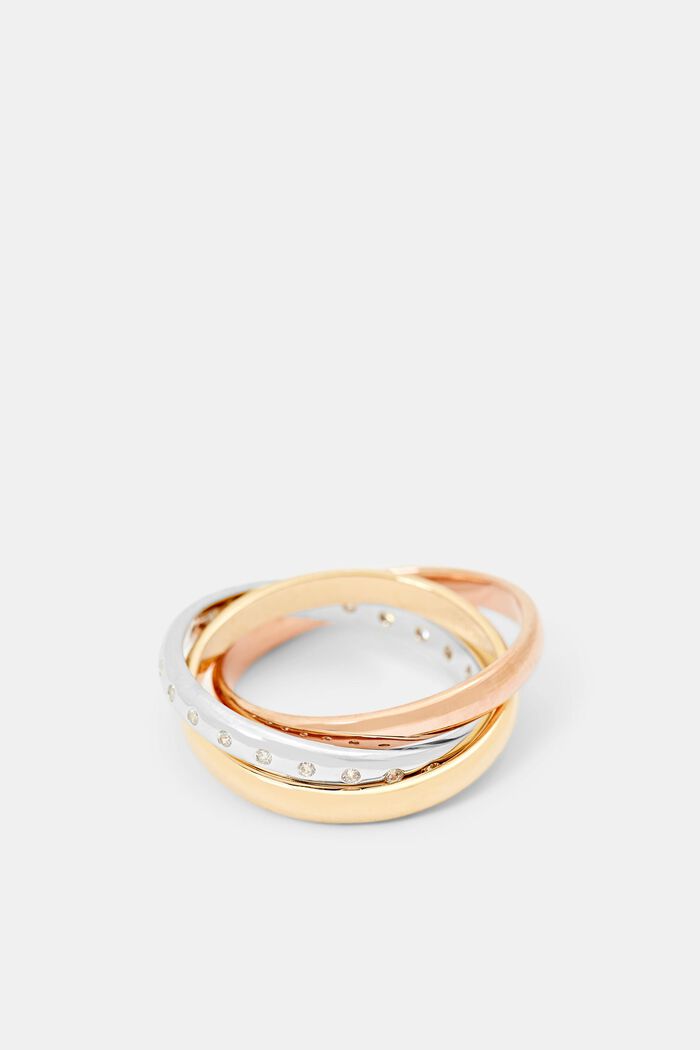 Trio ring made of sterling silver with zirconia, ROSEGOLD, overview