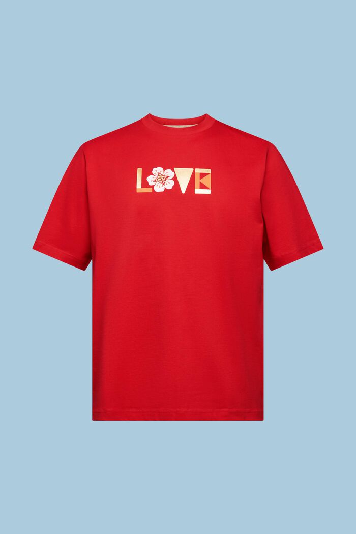 Unisex Printed Pima Cotton T-Shirt, DARK RED, detail image number 6
