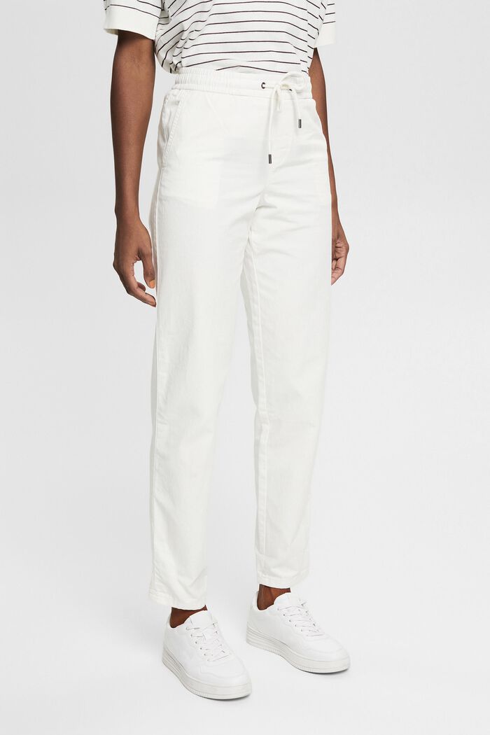 Chinos with a drawstring waistband, WHITE, detail image number 0