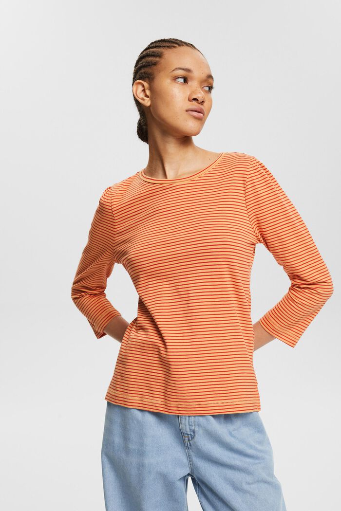 Long sleeve top with a striped pattern, PEACH, detail image number 0