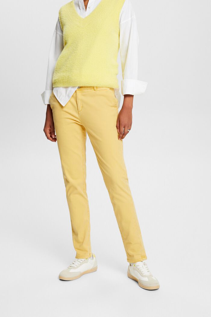 Cotton chinos, YELLOW, detail image number 0