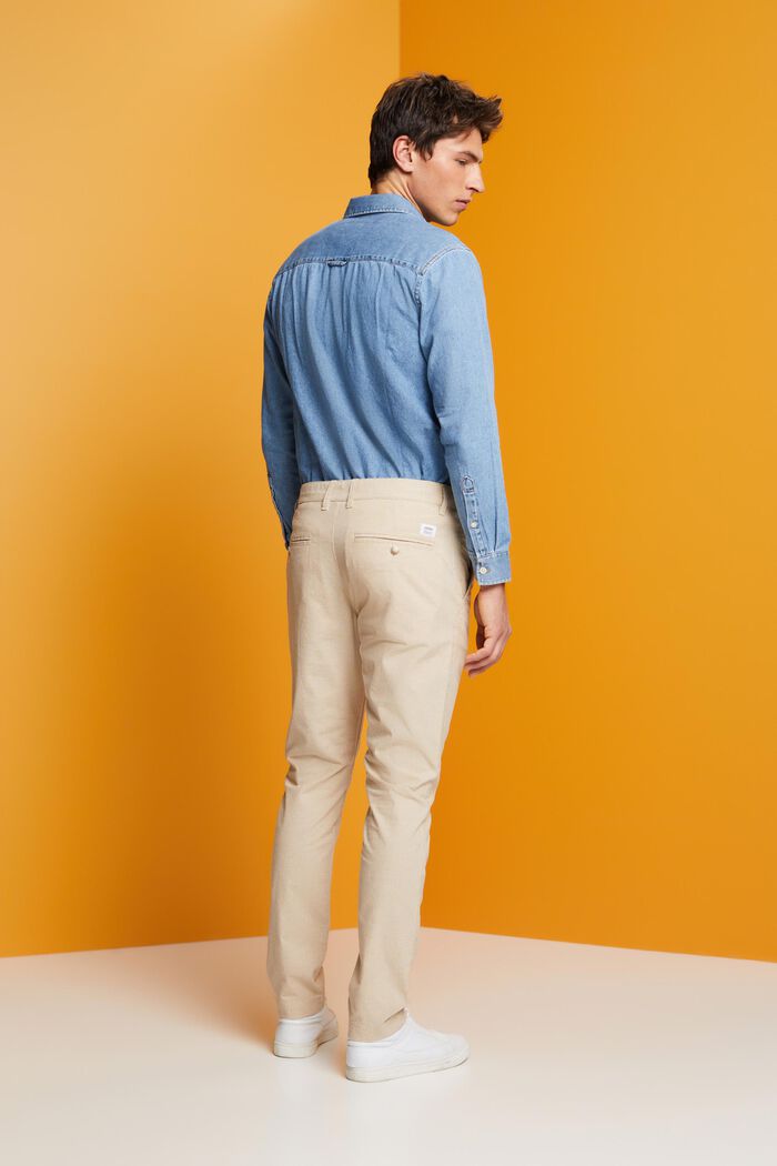 Two-tone chino trousers, LIGHT BEIGE, detail image number 3
