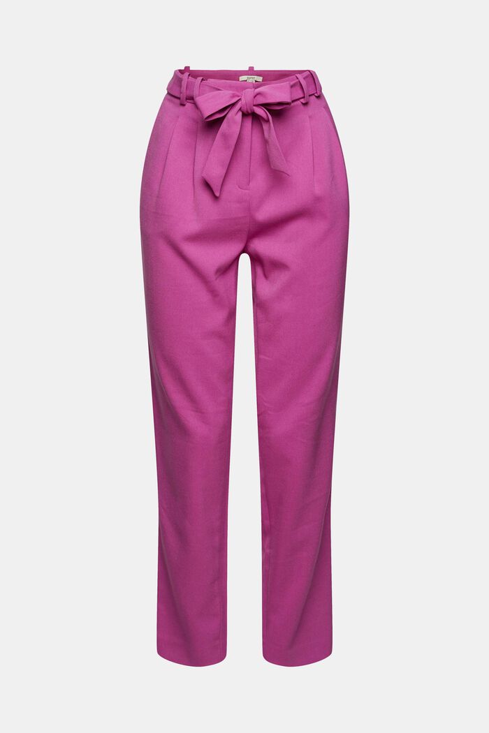 Chinos with a high-rise waistband and a belt, PINK FUCHSIA, detail image number 2