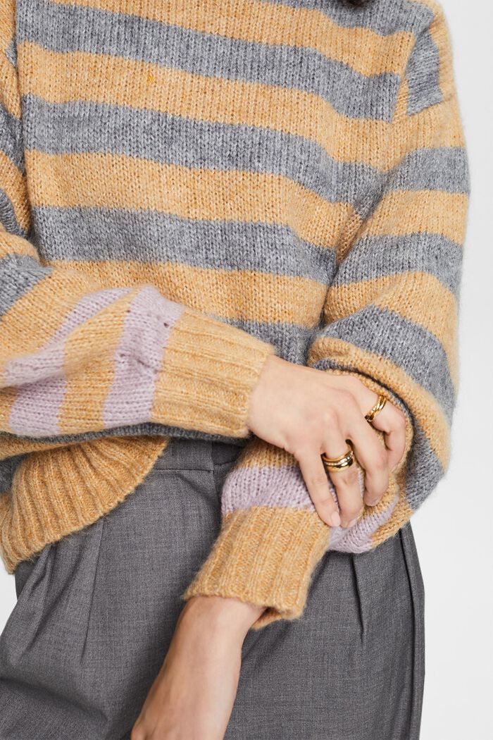Wool-Mohair Blend Striped Sweater, DUSTY NUDE, detail image number 2