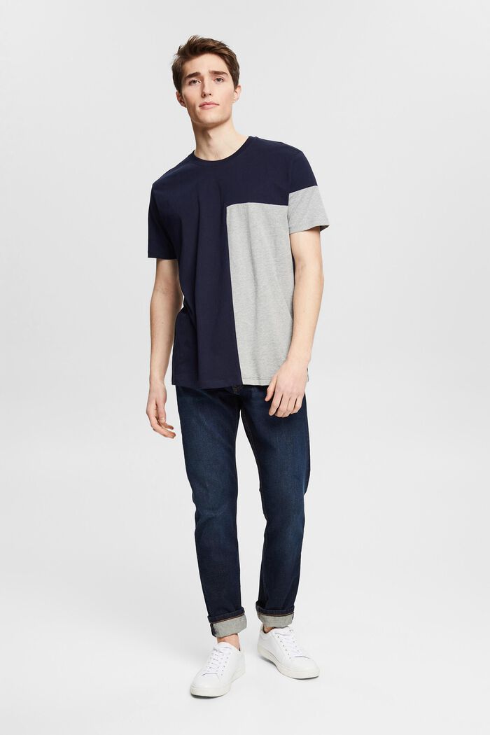 Jersey t-shirt with colour blocking, MEDIUM GREY, overview