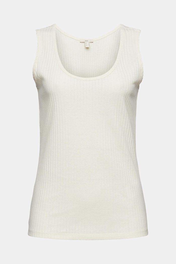 Ribbed sleeveless top made of recycled material, OFF WHITE, overview