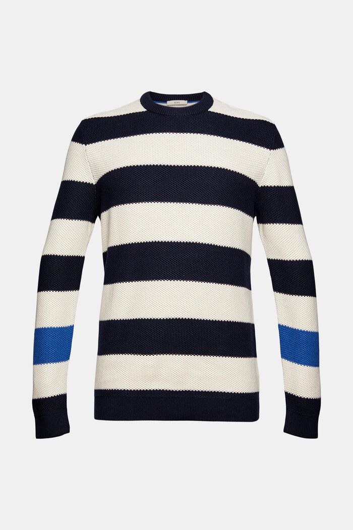 Knit jumper with a stripe pattern, NAVY, overview