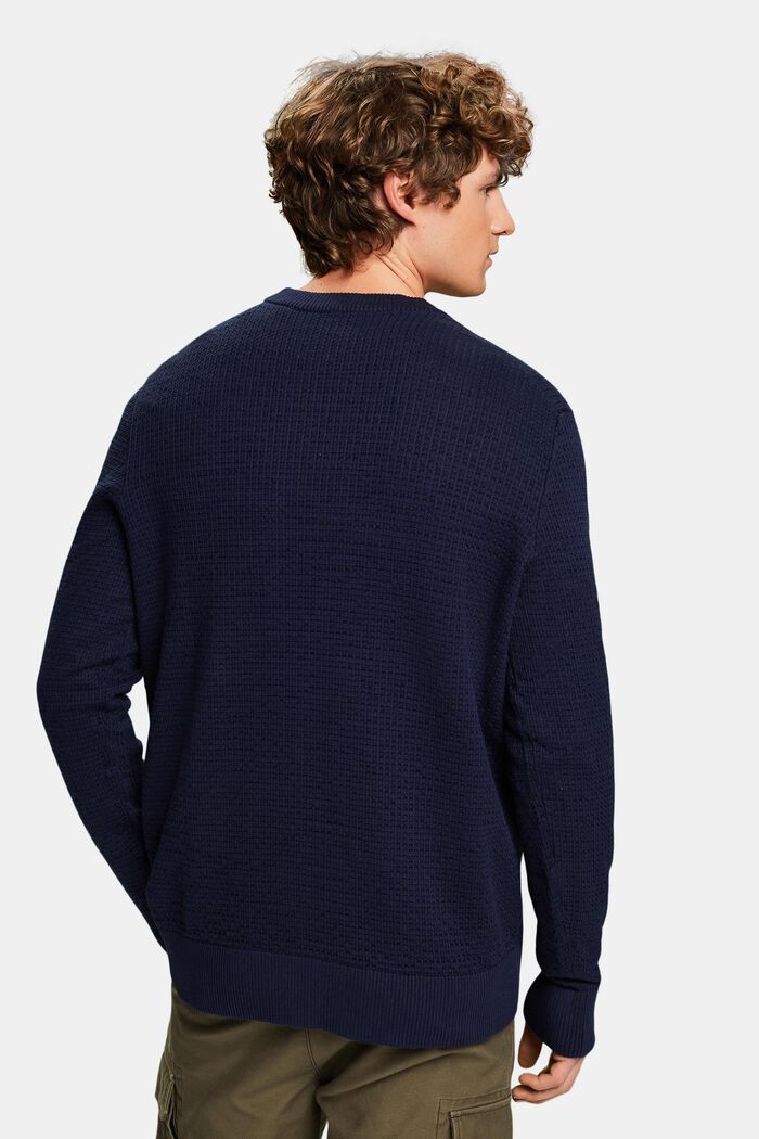 Structured Round Neck Sweater, NAVY BLUE, detail image number 2