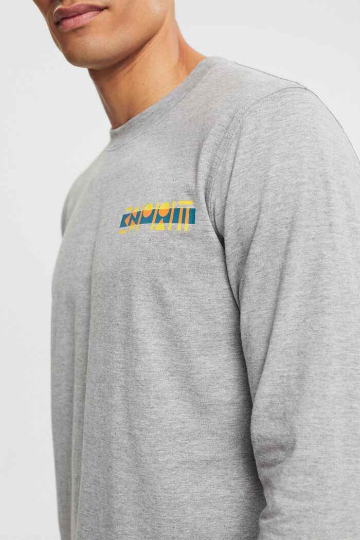 Jersey long sleeve top with small logo print, MEDIUM GREY, detail image number 2