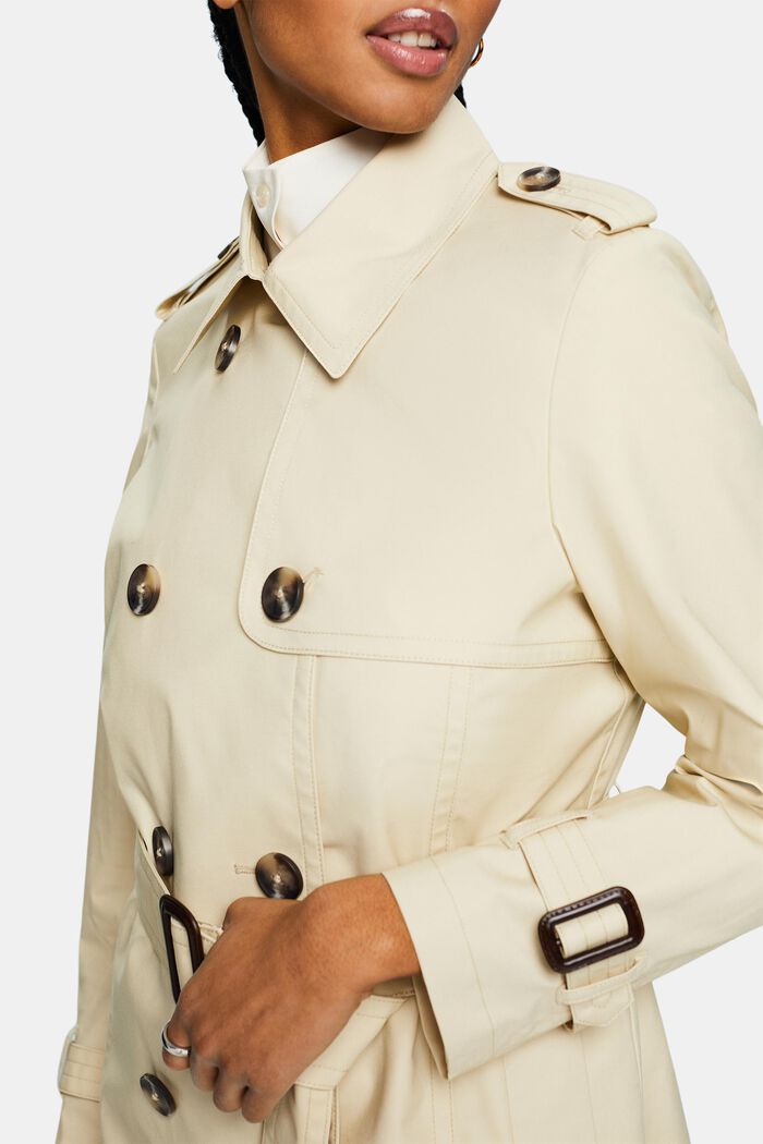 Short Double-Breasted Trench Coat, SAND, detail image number 3
