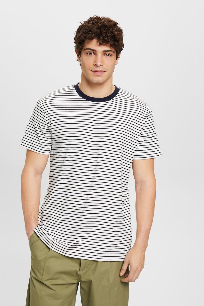 Ribbed and striped T-shirt, NAVY, detail image number 0