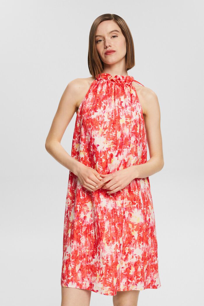 Linen blend: patterned dress, RED, detail image number 0
