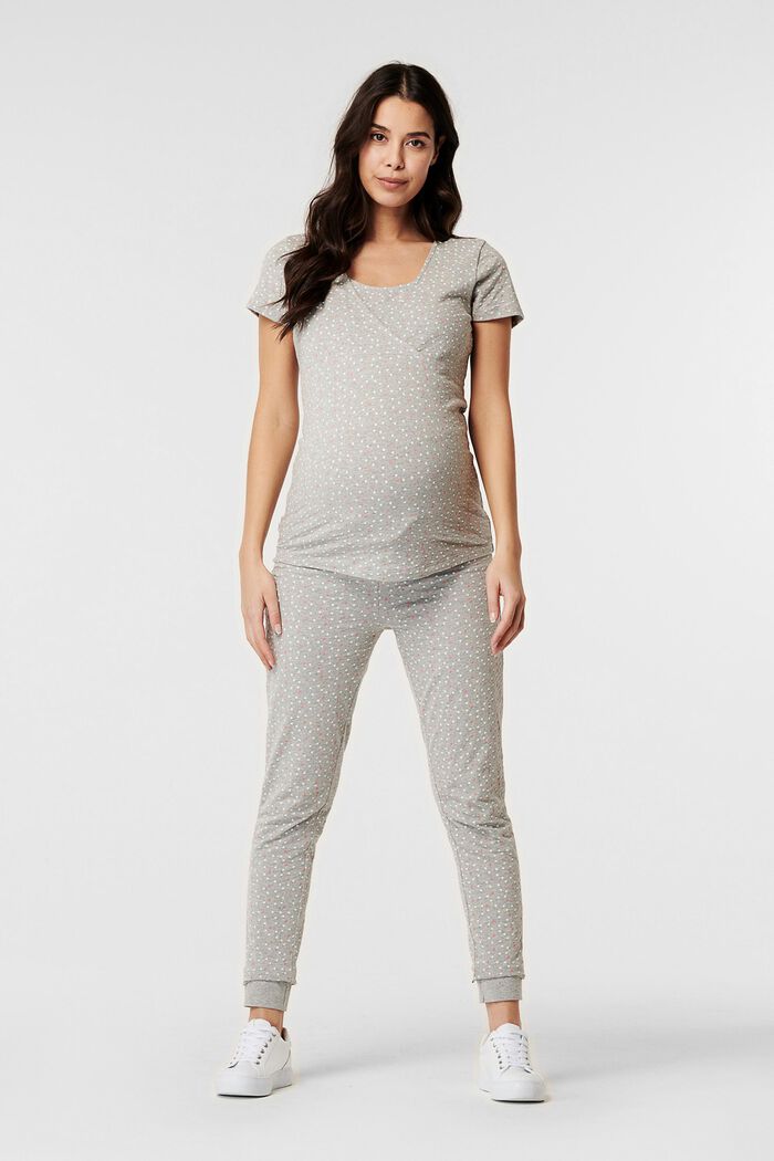 Pyjama set with star print, organic cotton, LIGHT GREY MELANGE, detail image number 0
