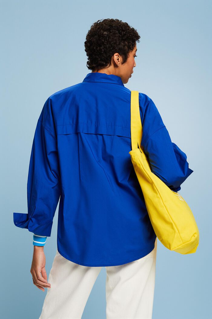 Cotton-Poplin Button-Up Shirt, BRIGHT BLUE, detail image number 2