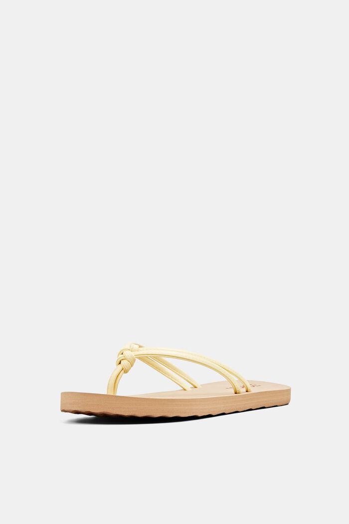 Slip slop sandals with faux leather straps, LIME YELLOW, detail image number 2
