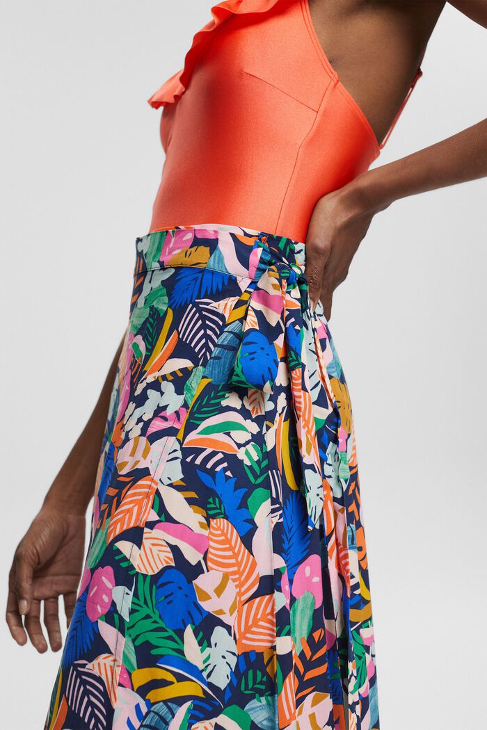 Colourfully patterned wrap-over skirt, LENZING™ ECOVERO™, NAVY, detail image number 2