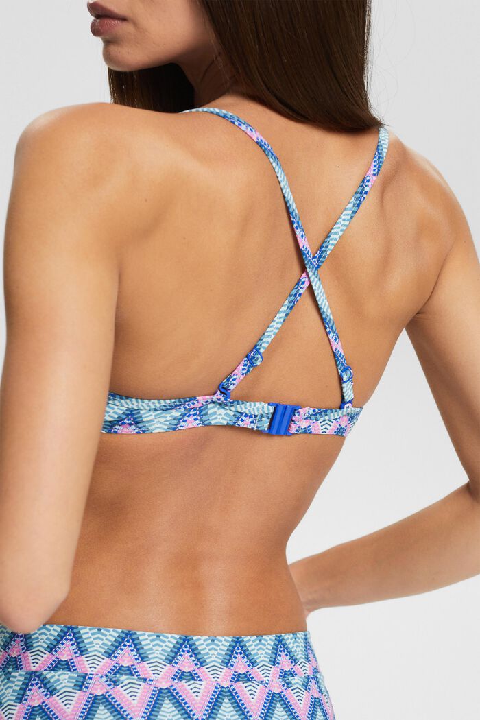 Made of recycled material: bikini top with multi-way straps, BRIGHT BLUE, detail image number 4