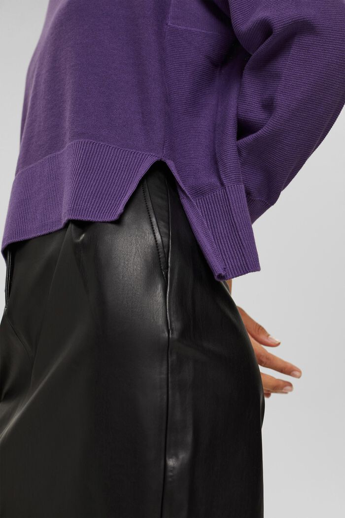Finely textured jumper, 100% cotton, DARK PURPLE, detail image number 2