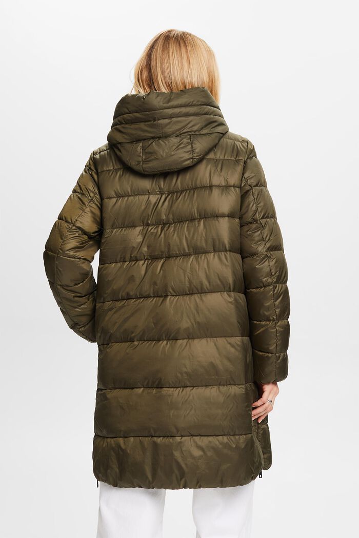 Recycled: puffer coat with a hood, DARK KHAKI, detail image number 3