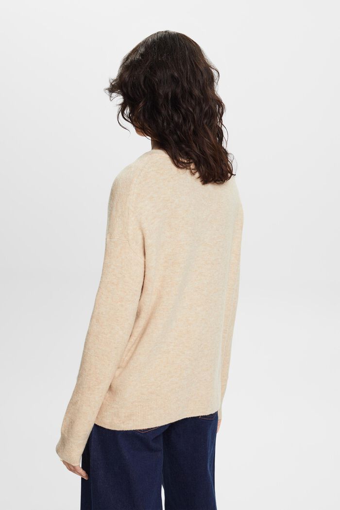 Wool Blend V-Neck Sweater, SAND, detail image number 3