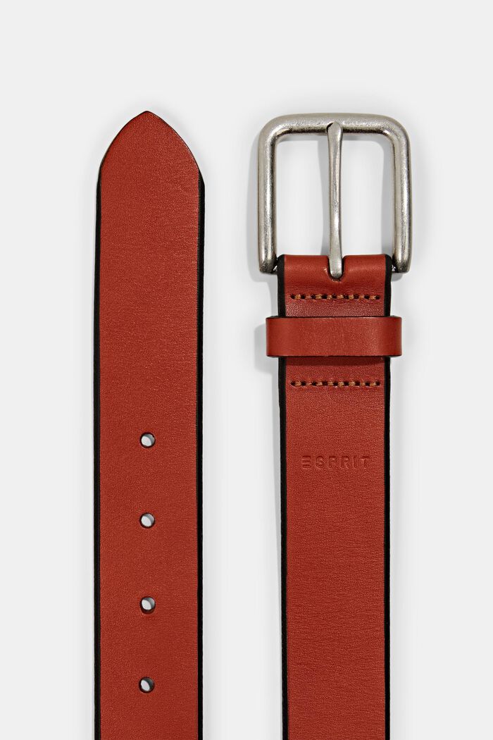 Made of leather: belt with a square buckle, RUST BROWN, detail image number 1
